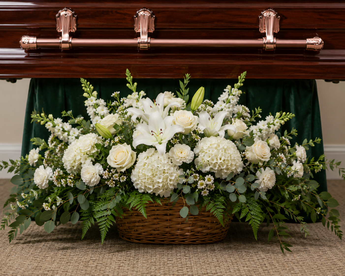 Serene White Sympathy Basket