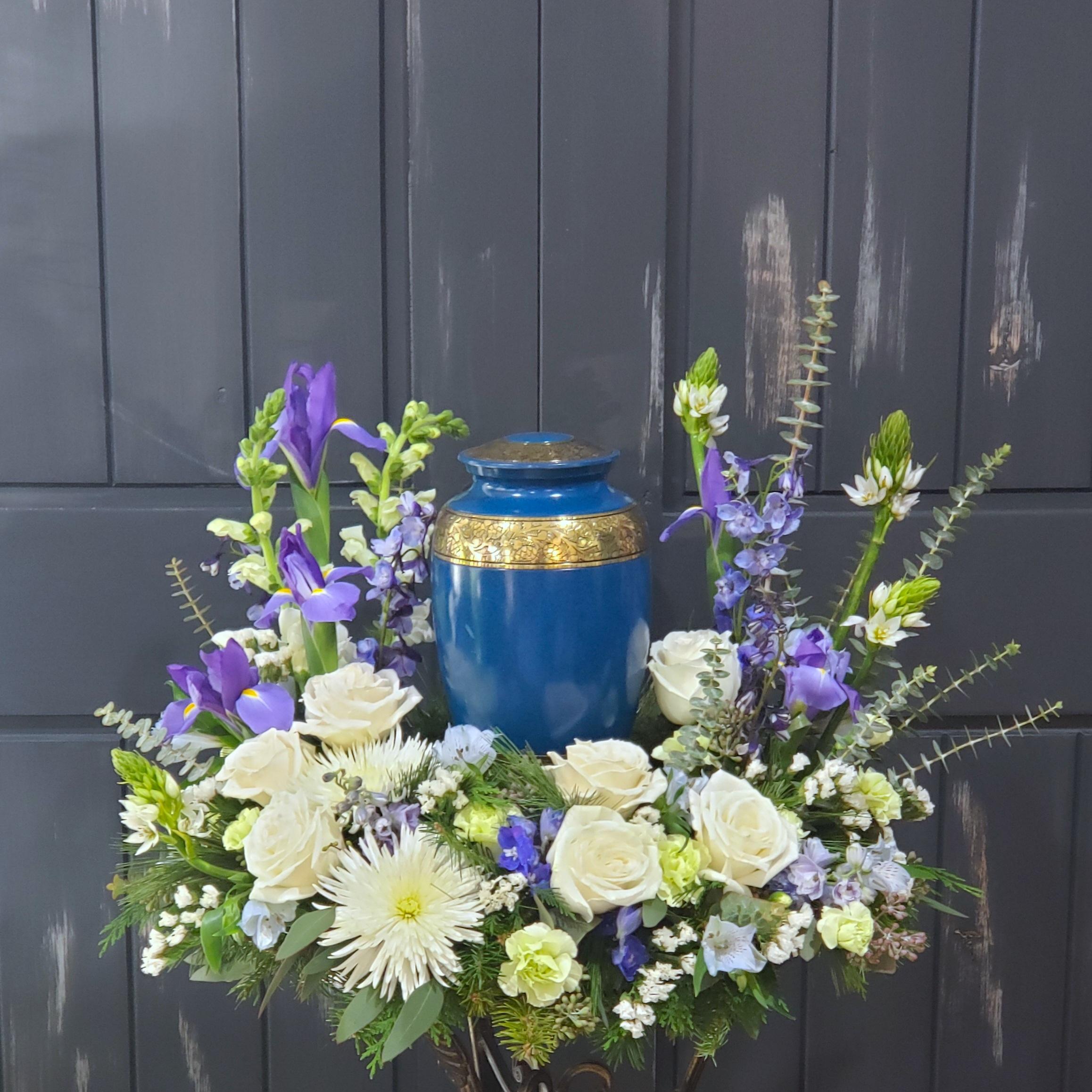 Iris Blue Urn Arrangement