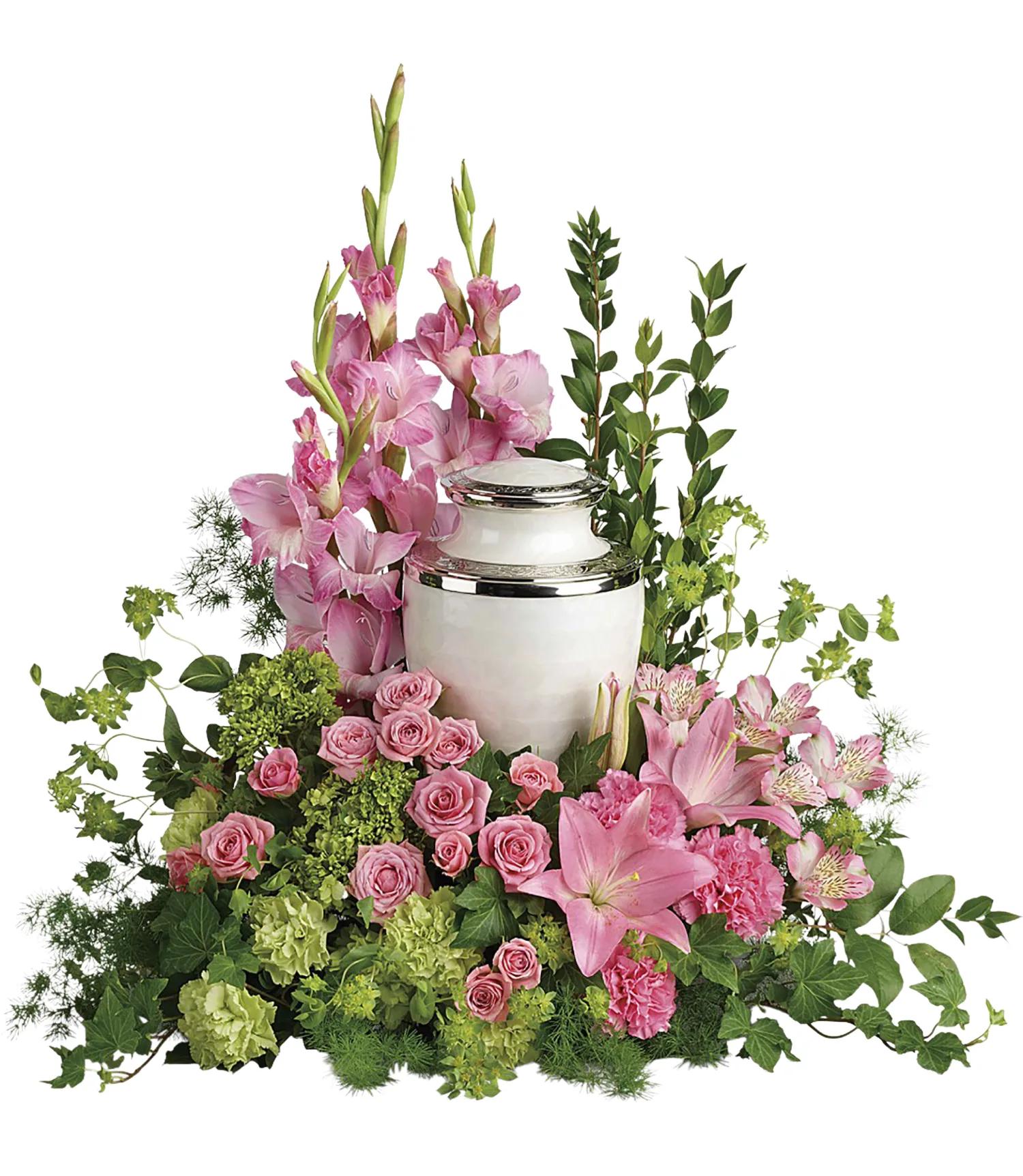 Blushing Tribute Urn Arrangement